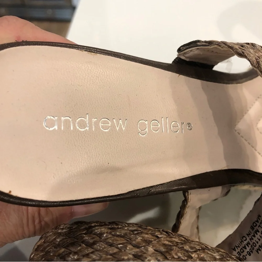 Andrew Geller Mix Womens Espadrille Wedge Sandal Size 9.5 Woven Ankle Strap Boho